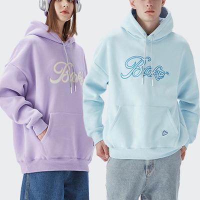 China custom winter embroidery fleece couples hoodie Anti-wrinkle high quality logo anti-pilling pullover for sale