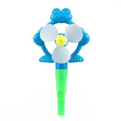 China Factory Direct Cheap Price PP Plastic Mini Frog Shape Promotional Plastic Whistles With Fan Plastic Toy Whistle Toys For Kids for sale