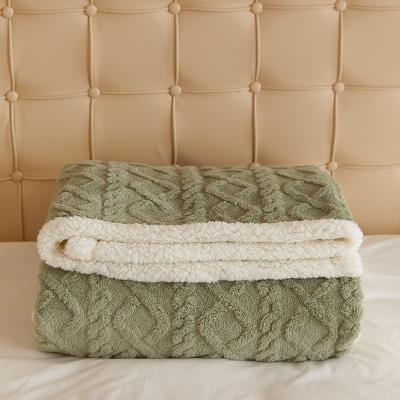 China Anti-Static 100% polyester  Flannel Sherpa Fleece Throw double layers Blanket for sale