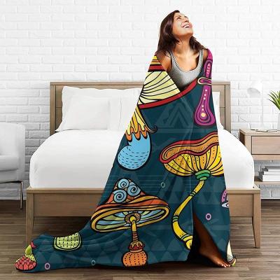 China Anti-Static 100% polyester flannel fleece    Mushrooms   digital printed blanket for sale