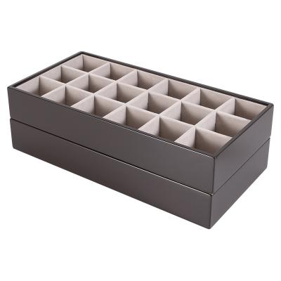 China High light wooden shell jewelry storage box interior gray pilou handmade three layers can be customized for sale