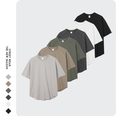 China New QUICK DRY splicing new short sleeve solid color raglan sleeve bow wash T-shirt loose street use solid color T-shirt for sale