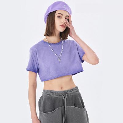 China QUICK DRY Enzyme Stone Wash New Colors Cotton Streetwear Top 100% Cotton Women Top for sale