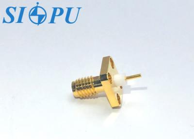 China Brass RF Coaxial Female SSMA Connector Four Hole Flange Mounted for sale