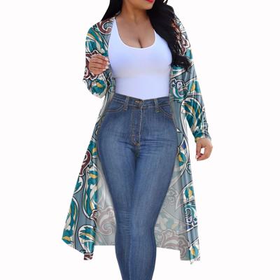 China Hot Seller Paisley Lotus Style Printed Design Casual Anti-wrinkle Clothes Plus Size Cardigan Sweater Sheath Long Outfits For Ladies for sale