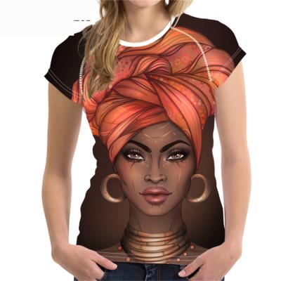 China QUICK DRY African Queen Print Color Women Plus Size T Shirts Women Tops Custom Made Summer T Shirt Shorts Sheath Casual Tees for sale