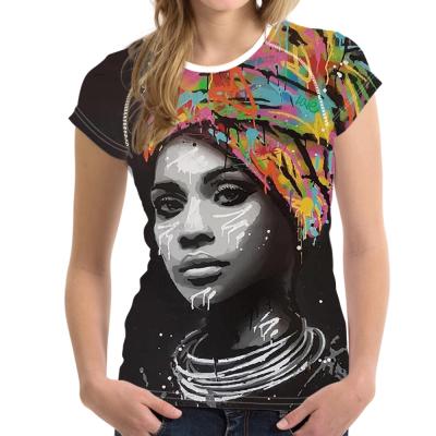 China QUICK DRY Cute African Colored Women Print Womens Blouses And Shirts Plus Size T Shirts Short Sleeve T Shirt Ladies Tops Casual O Neck T Shirt for sale