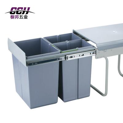 China Plastic Built-in Trash Can 24 L Viable Cabinet Waste Bin Trash Can Kitchen Pull Out Basket Storage Bin for sale