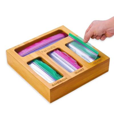 China Sustainable Bamboo Wooden Bag Kitchen Storage Bag Drawer Finish Fresh-Keeping Storage Box for sale