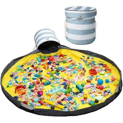 China Viable Quilted And Printed Thick Kids Play Mat And Toy Storage Bag for sale