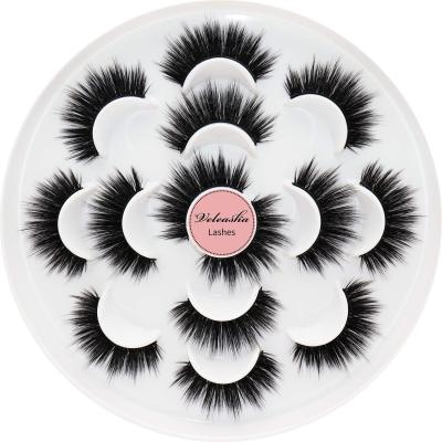 China 25-30 Times Private Label 20 Pairs Human Hair Lashes Seller Invisible Strip 3d 25mm 22mm 100% Mink Lashes for sale