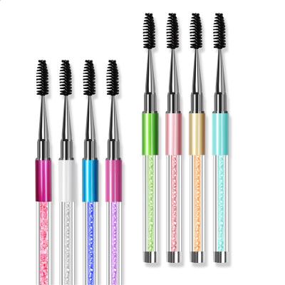 China Crystal Bamboo Makeup Brushes Cleaning Rose Stick Diamond Extension Magic Wands Mascara Eyelash Extension - Crystal Eyebrow Two One Eyelash Disposable Eyelash Brush for sale