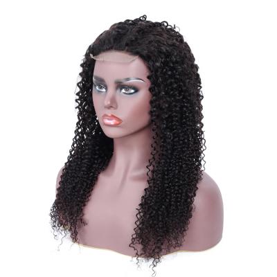 China Unprocessed Curly Peruvian Virgin Hair Unprocessed Curly Virgin Human Hair Lace Front Closure Wig 4*4 Swiss Cuticle Aligned Kinky Curly Wig for sale