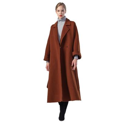 China Breathable Plus Size Winter Loose Ladies Coat 100% Wool Handmade Women Coat Woolen Trench Coat Woman for sale