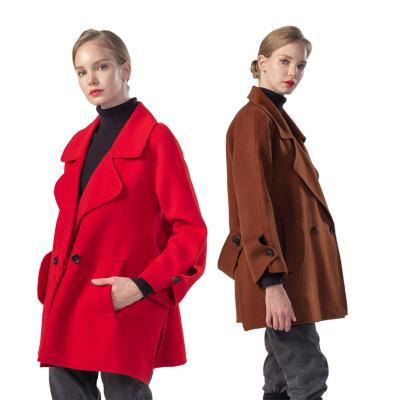 China Winter Autumn Style Korean Coat Women's 100% Woolen Overcoat Business Casual Elegant Classic Handmade Collar Stand Collar Coat For Women for sale