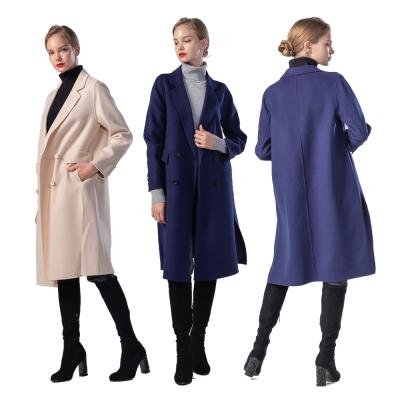 China Breathable 100% Wool Coat Jacket Custom Made Women's Long Wool Coat Ladies Outwear Double Breasted Cashmere Fur Coat for sale