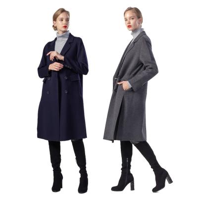 China Ladies Breathable Korean Style Cashmere Winter Lapel Classic Elegant Jacket Winter Woolen Sheathed Casual Long Overcoat For Women for sale