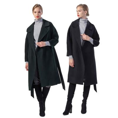 China 2020 Breathable Winter Ladies Coats Plus Size 100% Wool Solid Color Handmade Long Over Coat For Women With Belt for sale