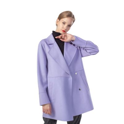 China Women Winter Elegant Style Handmade Cashmere Woolen Coat Turn-Down Collar Double Face Wool Blend Breathable Loose Jacket Ladies for sale