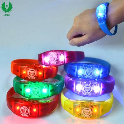 China ABS+silicone voice/sound/music activated led wristband, flashing wristband, light up wristband for sale