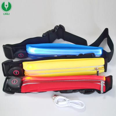 China Water Proof With Waterproof USB LED Waist Pack Bag, USB Rechargeable Workout Running Belt Best High Visibility Runners Belt For Men And Women for sale