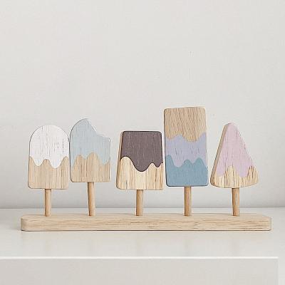 China Wooden toy set cream children play house popsicle ice cream cone nc wind building blocks TL-07w for sale