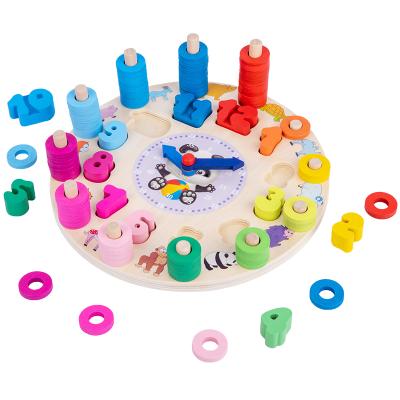 China Eco-friendly material wooden toys clock jigsaw puzzle children digital wooden educational toys in china for sale