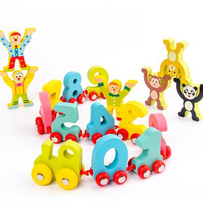 China 2021 New Hot Sale Design Wooden Educational Kindergarten Wooden Slot Set Toys Train Toy Block Educational Wooden Train for sale