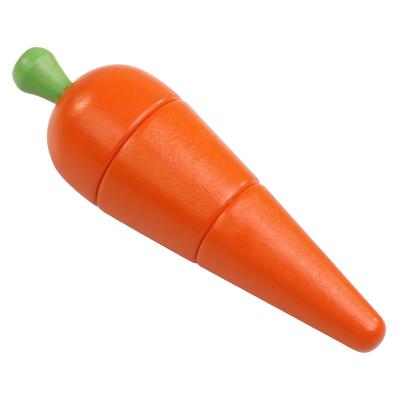 China Fun and Durable Hot Sale Children's Amazon Kitchen Wooden Simulation Cut Carrot Vegetable Toy for sale