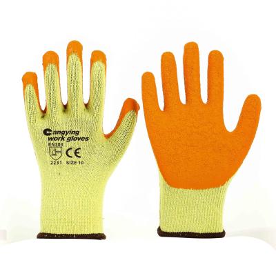 China Palm Dipped Industrial Polycotton Gloves High Quality Work Gloves Rubber Coated Construction Gloves for sale