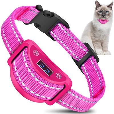 China Automatic Viable No Shock Vibration Collar For Cats Cat Trainer Designed Collar For Stop Meowing 5 Levels Progressive Cat Training for sale