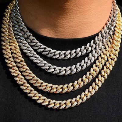 China Iced Out First Hand Iced Out Fork Chain Necklace Jewelry, Hip Hop Diamond Iced Out Cuban Link Chain Necklace for sale