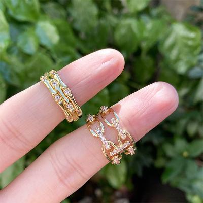 China Iced Out 24K Dubai Gold Rings Design For Women , Gold Plated Rings For Women 18K for sale