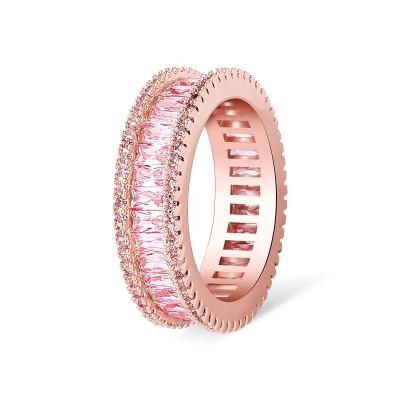 China Iced Out Wand Eternity Ring, Iced Out Wand Pink Diamond Ring Women for sale