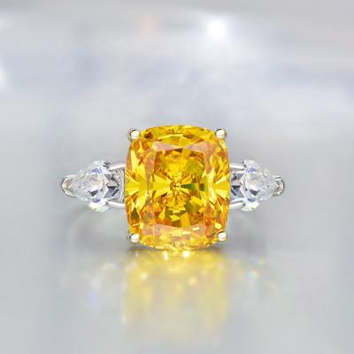 China Iced Out White Gold Engagement Ring, Sterling Silver Engagement Rings Solid Yellow Citrine for sale