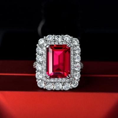 China Iced Out 925 Sterling Silver Handmade Turkish Gemstone Rings Simulated Diamond Large Gemstone Rings Ruby for sale