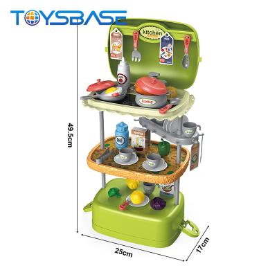 China Plastic 3 In 1 Cooking Table Set Storage Box Kids Pretend Play House Kitchen Toy for sale