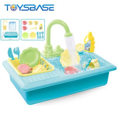 China Child Circulating Water Plastic Electric Kitchen Sink Toy Dishwasher for sale