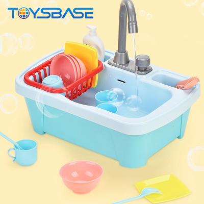 China Plastic Kids Pretend Electric Kitchen Dishwasher Play Game Plastic Wash Sink Toy for sale