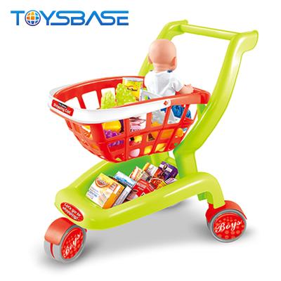 China Funny Assembly Playset Supermarket Game 2 In 1 Juguete Carritos Shopping Cart For Kids Play 89x34x91.5cm for sale