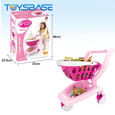 China Plastic Kids Educational Supermarket Set Mini Shopping Cart Toy for sale