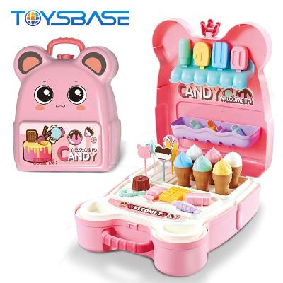 China Plastic Role Play Candy Backpack Set Plastic Ice Cream Shop Dessert Toys for sale