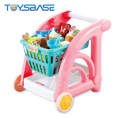 China Pretend Play Supermarket Play Shopping Cart And Small Cash Register Toy 76x46.5x65.5cm for sale