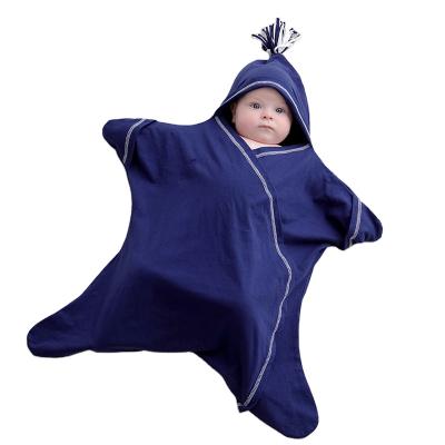 China Comfotable Star Design Cotton Hooded Baby Wrap Sack Baby Romper For Baby And Boy for sale