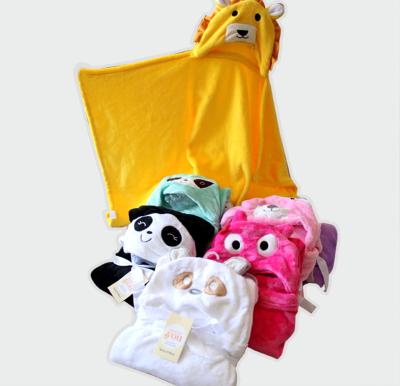 China Boys And Girls Flannel Fleece Anti-pilling Cute Baby Blanket Bath Soft Hood Blanket for sale