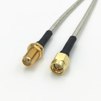 China Brass RF Coaxial Cable RG402 RG086 SMA Female To SMA RG405 Male Cable Assembly 15CM for sale