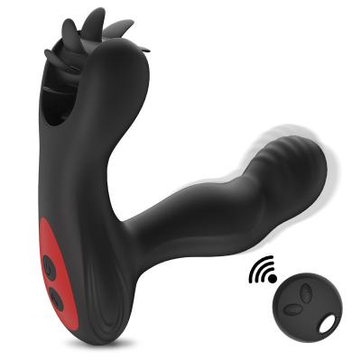 China 10 Modes Vibration tongue licking heating prostate massager anal vibrator thrusting  silicone anal butt plug tail sex toy for men gay for sale