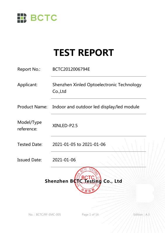 FCC - Shenzhen Xinled Optoelectronics Technology Co., Ltd