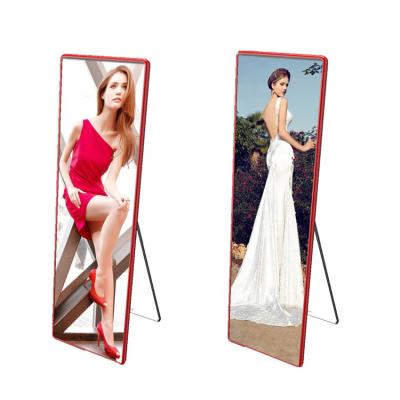 China High Resolution Indoor Use p3 p2.5 Mirror Floor Standing LED Display Video Card LED Poster Display Screen for sale