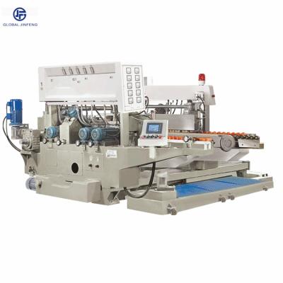 China Hotels JFD1612/10 CE Approved Jinfeng 10 Motors PLClaminated Straight Line Double Glass Edging Machine For Car Glass Processing for sale